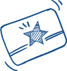 Hand-drawn star on a market pass or card