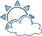 Sun and cloud weather icon illustration